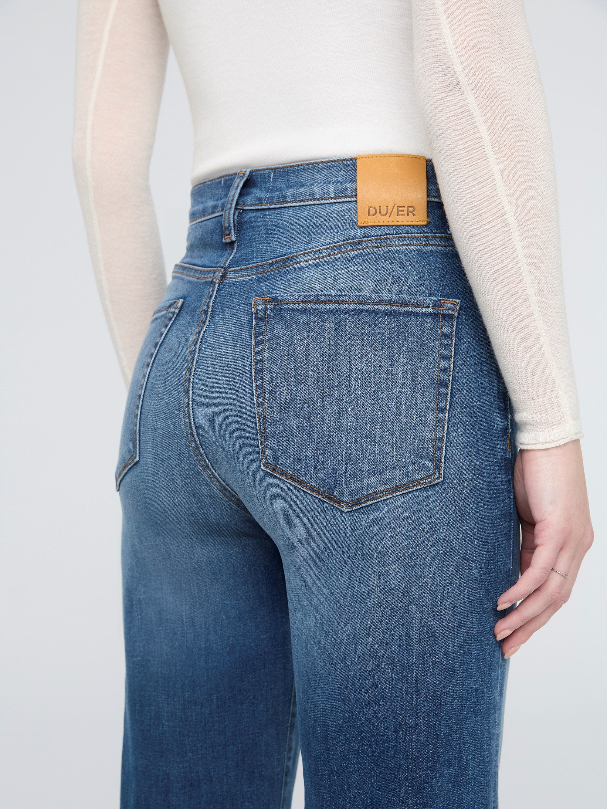 Duer Womens Performance Denim + High Rise Straight Pants - Image 5