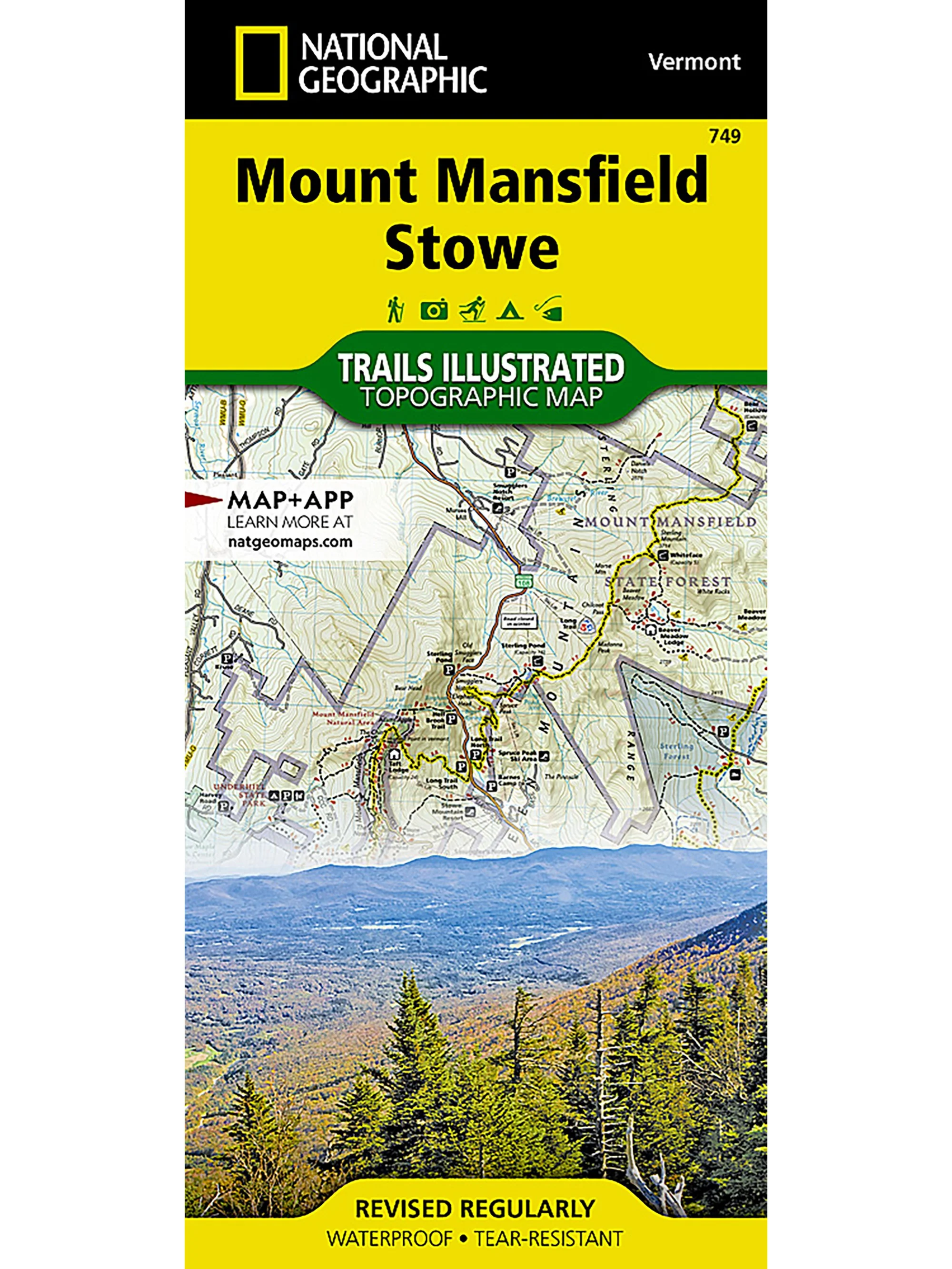 National Geographic Mount Mansfield, Stowe Map